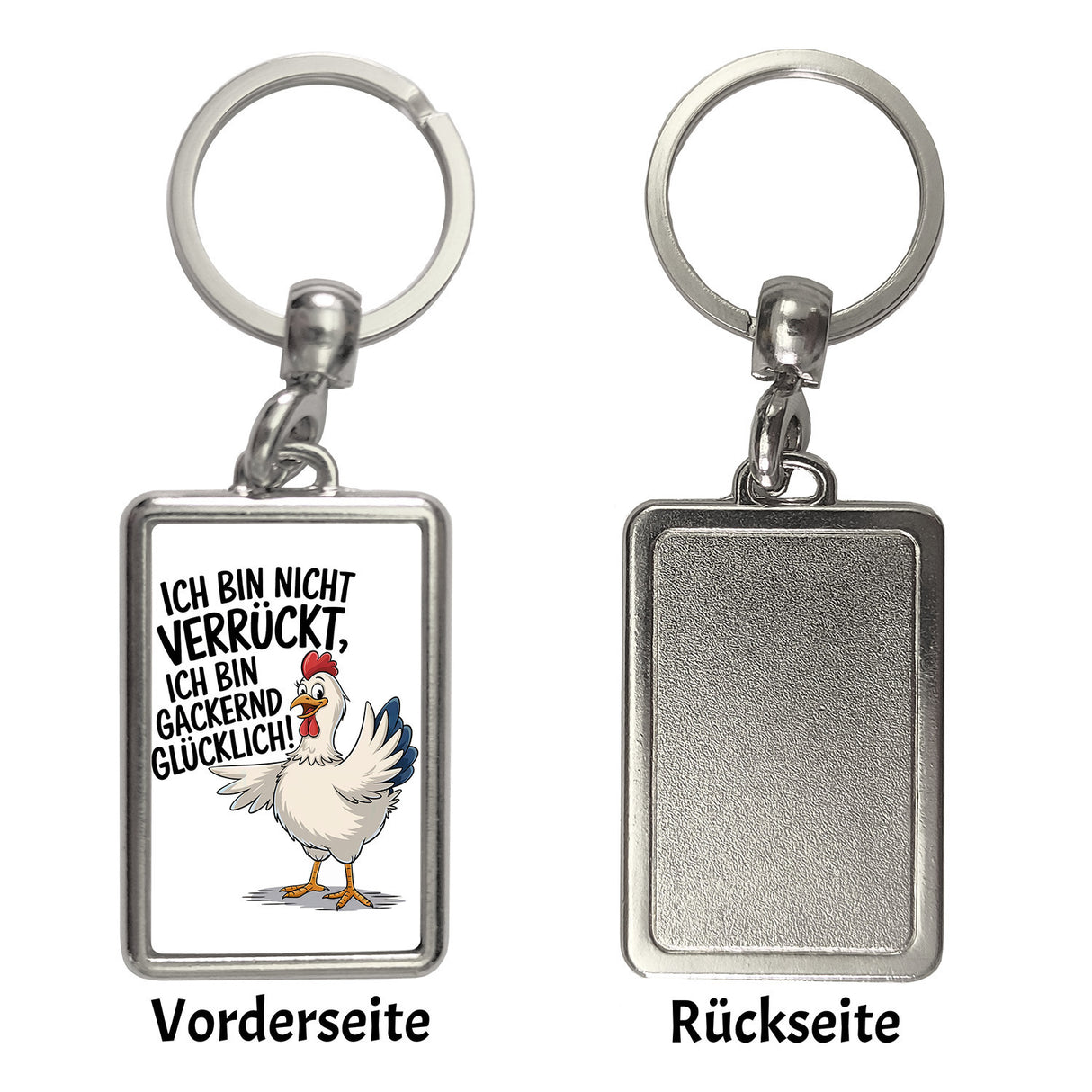 Fröhliches Huhn Gackernd Glücklich Schlüsselanhänger