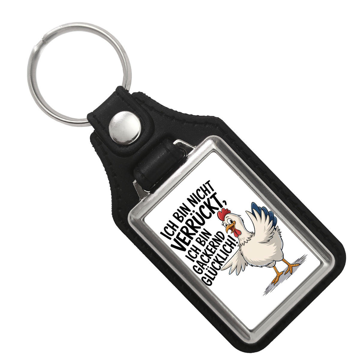 Fröhliches Huhn Gackernd Glücklich Schlüsselanhänger