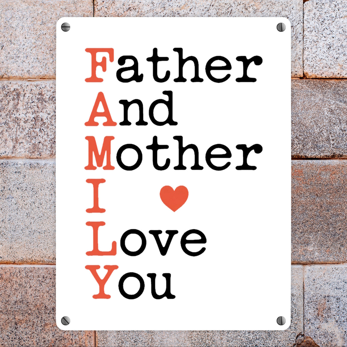 FAMILY Herz Metallschild in 15x20 cm für Eltern