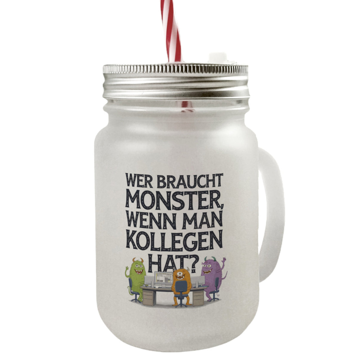 Keine Monster, aber Kollegen Trinkglas mit Bambusdeckel Monster als Kollege