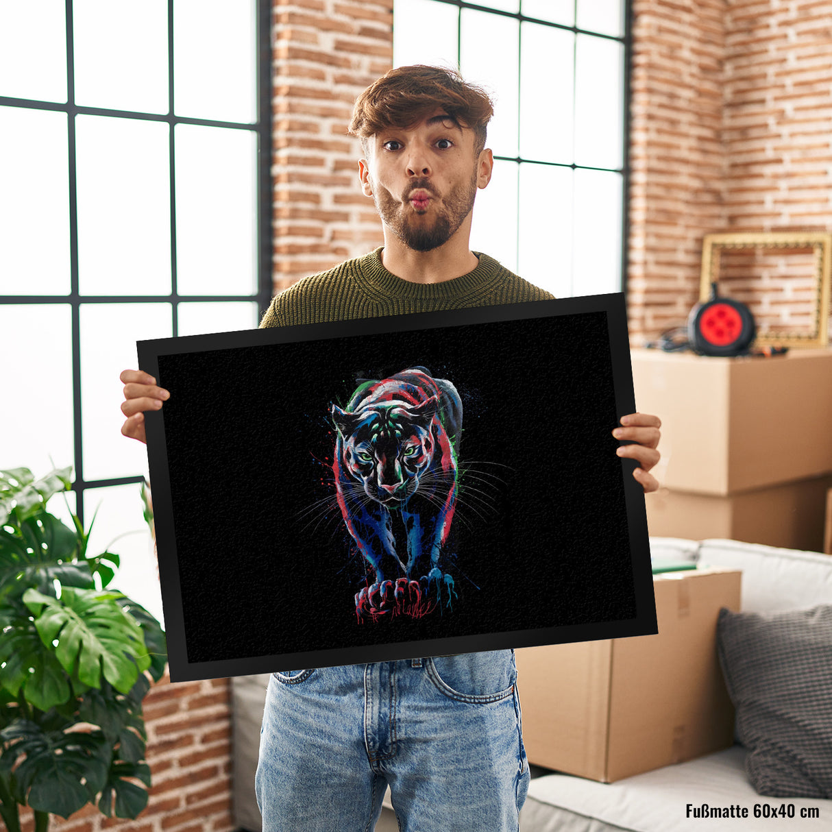 Abstrakter Panther Farbspiel Fussmatte für Kunstliebhaber