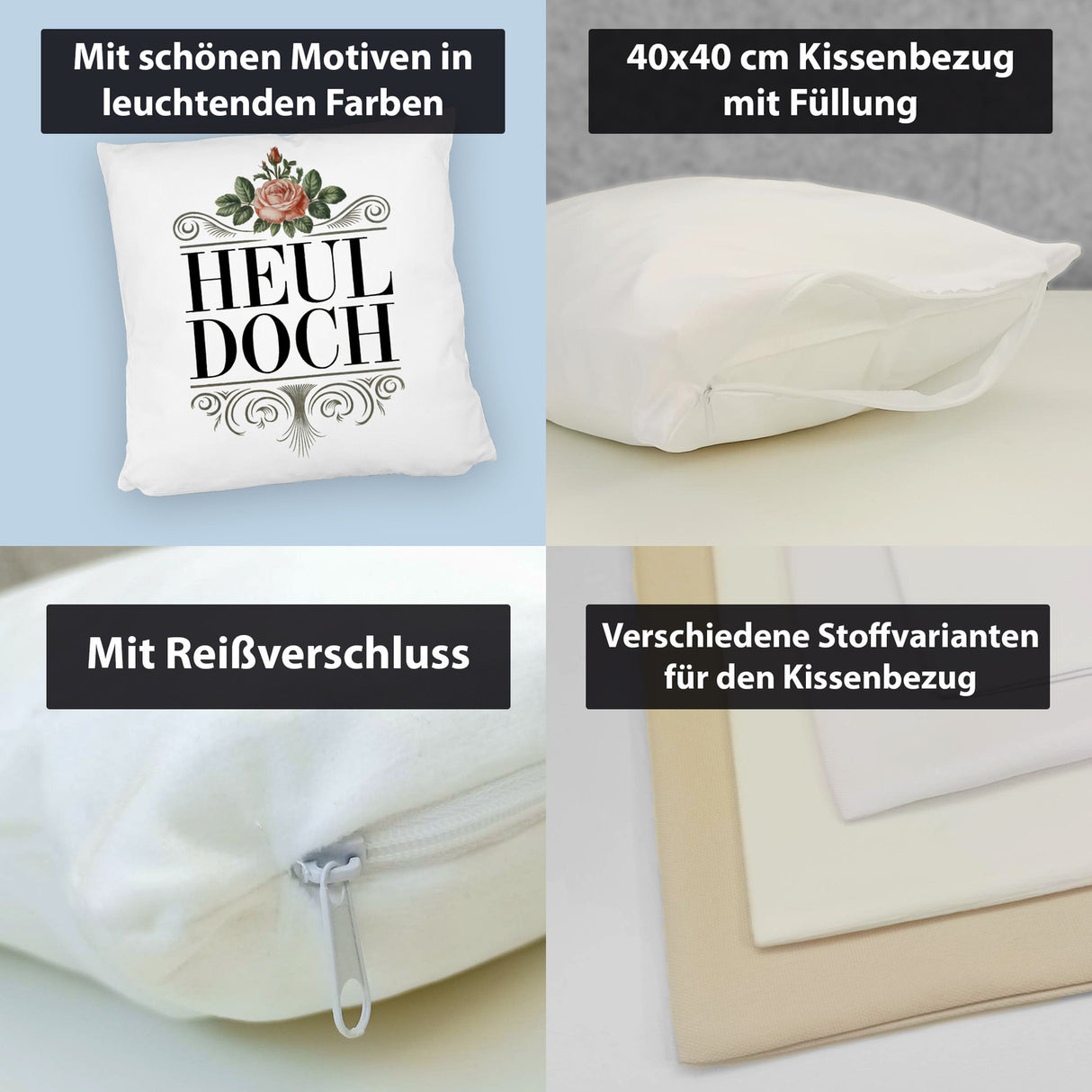 Heul doch Rose Kissen Rosendekor