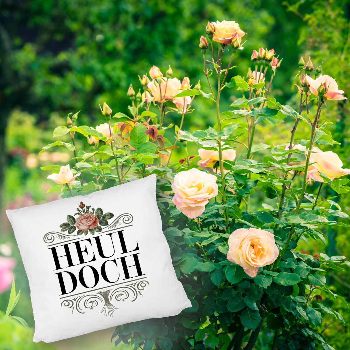 Heul doch Rose Kissen Rosendekor
