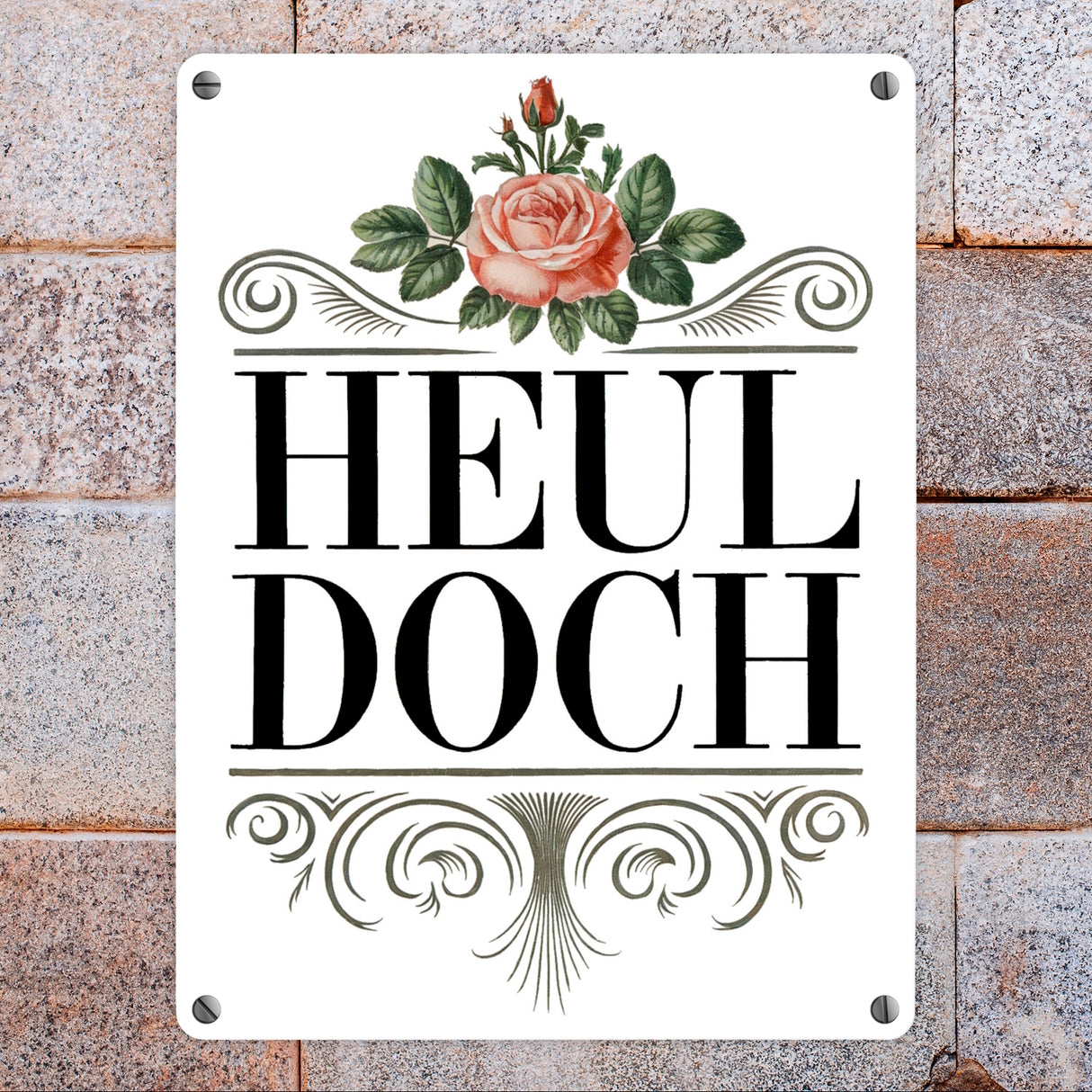 Heul doch Rose Metallschild in 15x20 cm Rosendekor