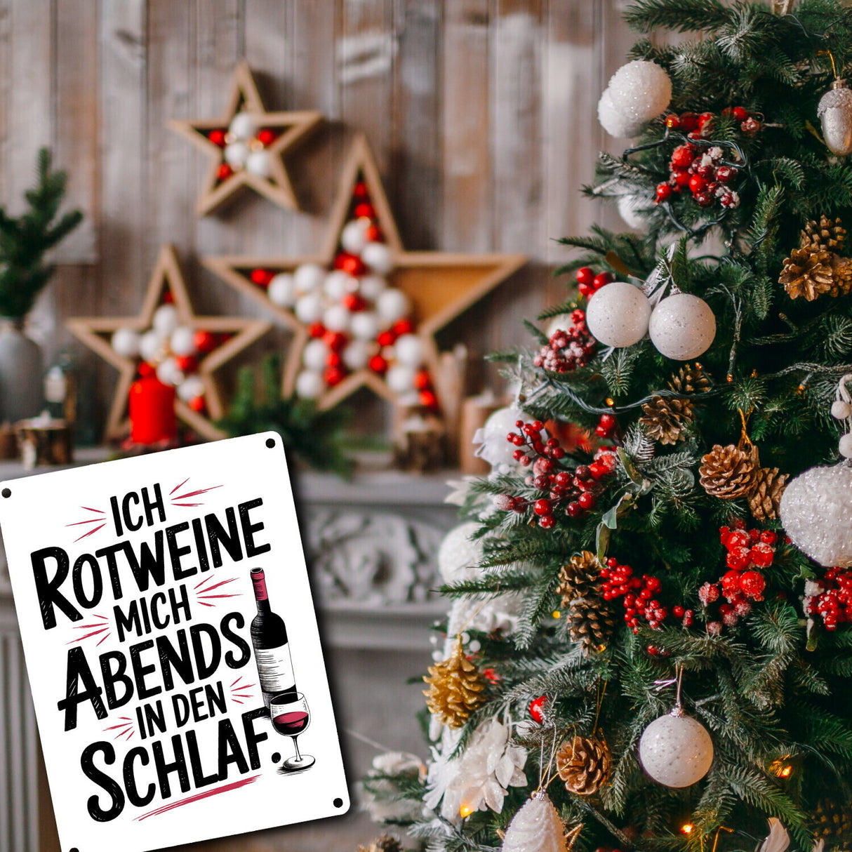 Ich rotweine mich abends in den Schlaf Metallschild in 15x20 cm