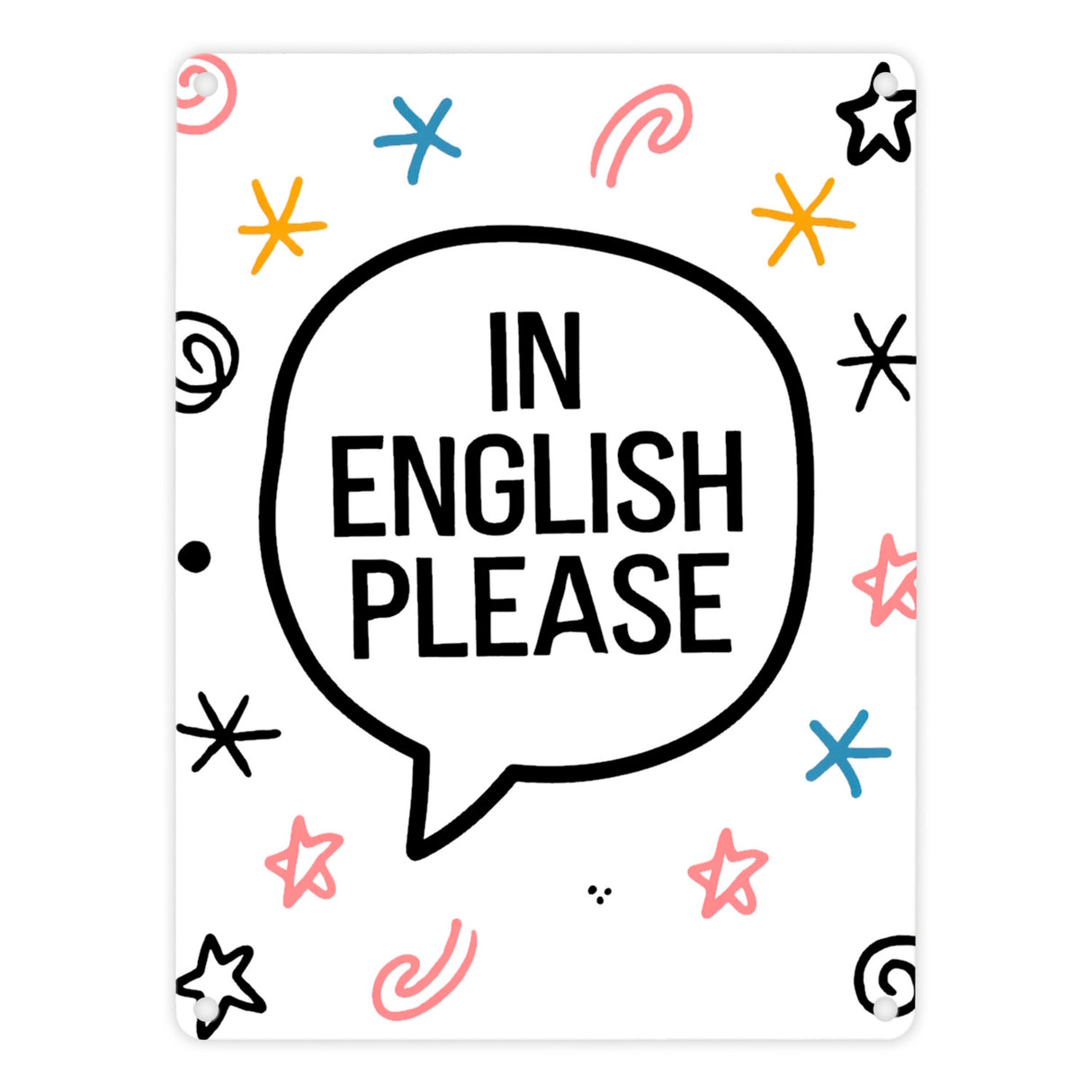 Sprechblase IN ENGLISH PLEASE Metallschild in 15x20 cm