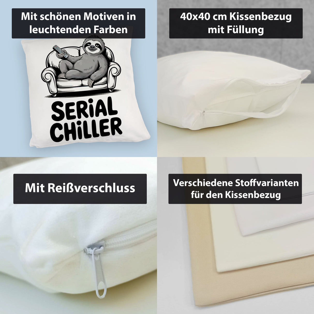 Faultier auf Couch Serial Chiller Kissen