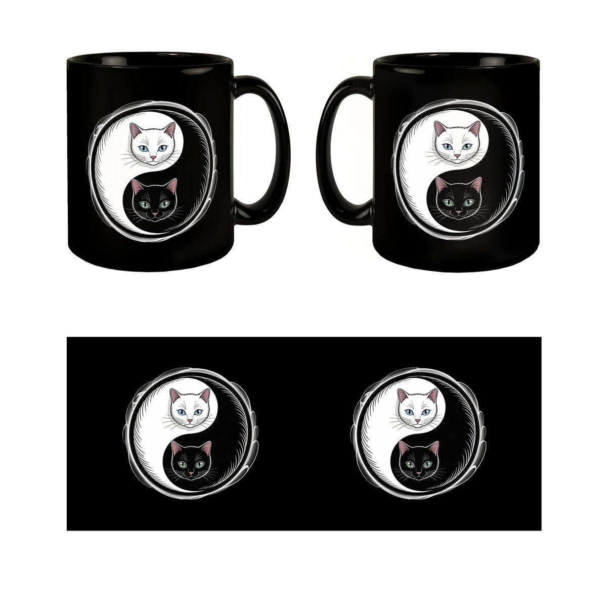 Katzen Yin und Yang Tasse für Katzenliebhaber