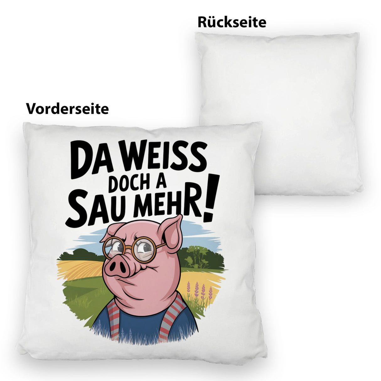 Cartoon Sau mit Brille Kissen A Sau weiß mehr