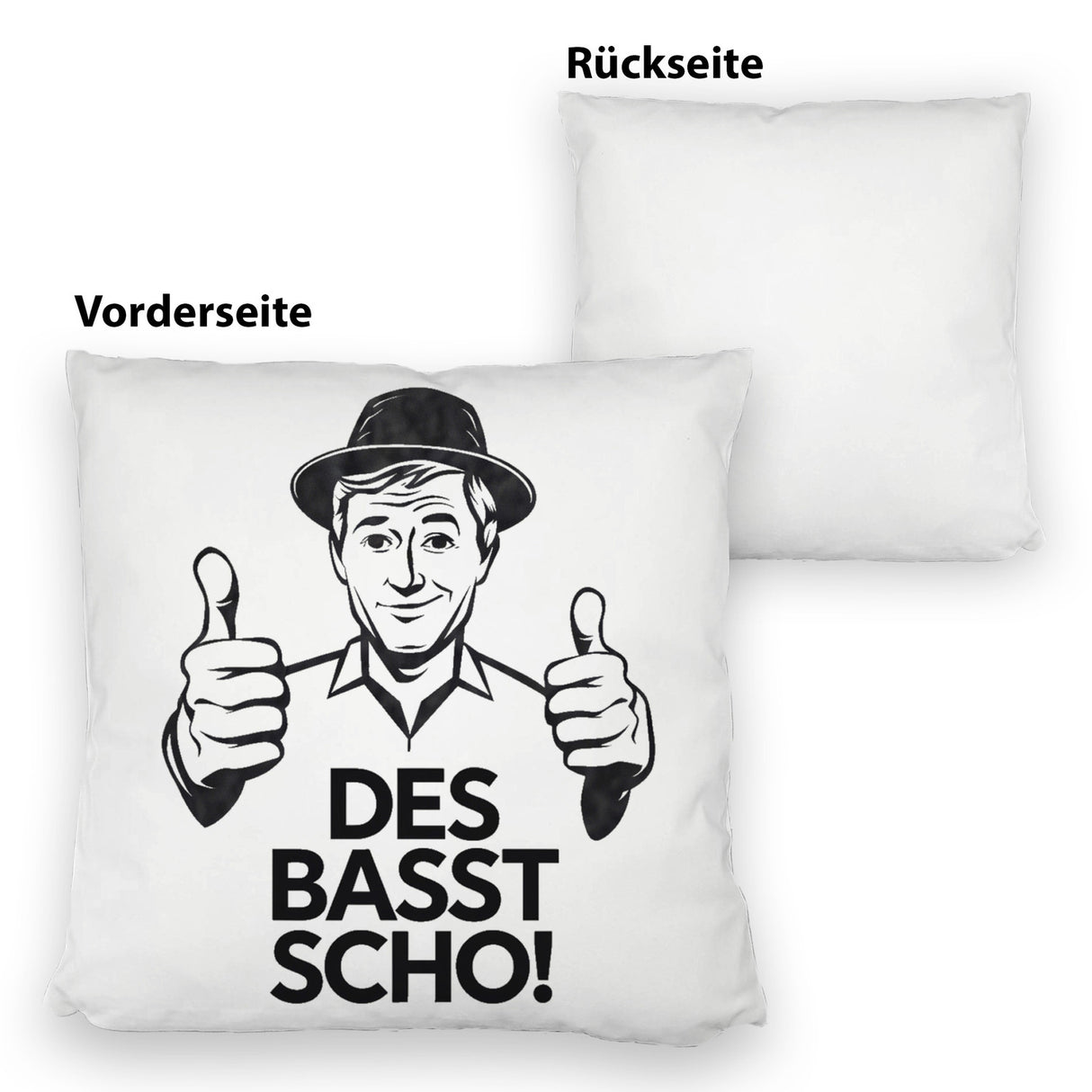 Mann mit Daumen hoch Des basst scho Kissen