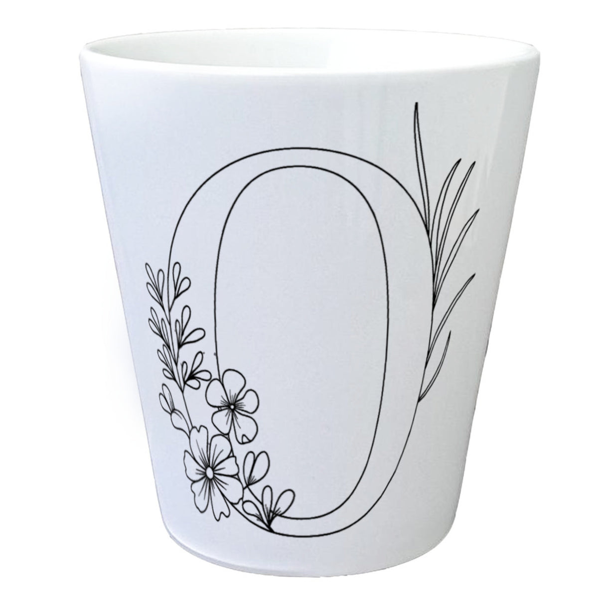 Floral Buchstabe O Blumentopf zum Ausmalen für Kunstliebhaber