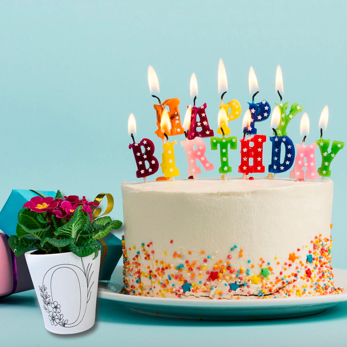 Floral Buchstabe O Blumentopf zum Ausmalen für Kunstliebhaber
