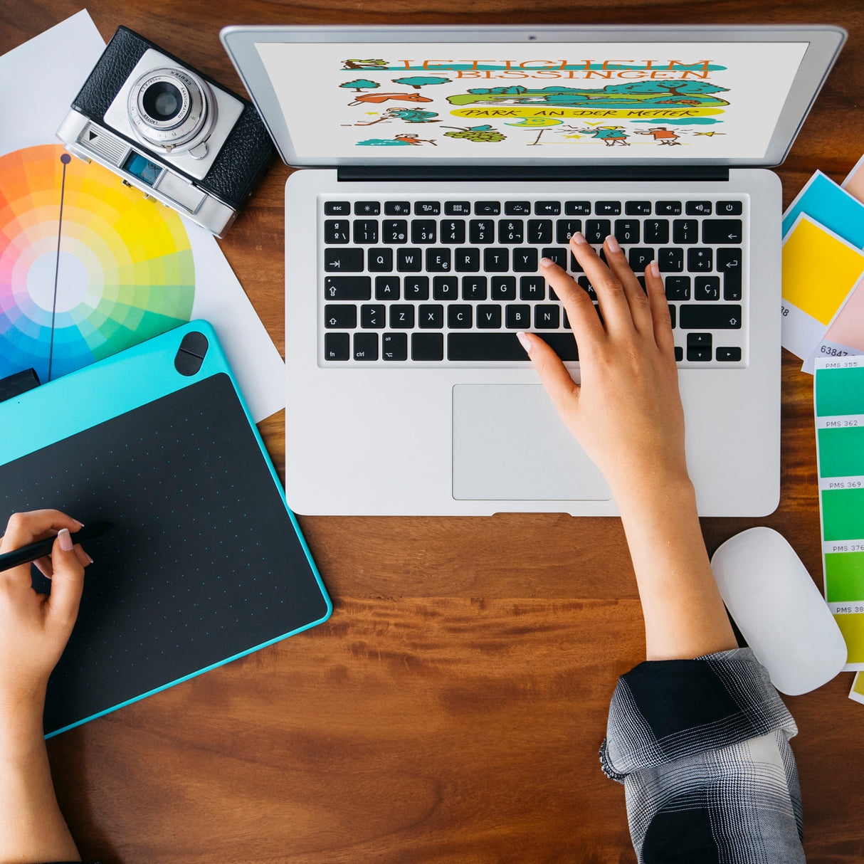 Bietigheim-Bissingen Wimmelbild Souvenir Souvenir Magnet - Park an der Metter