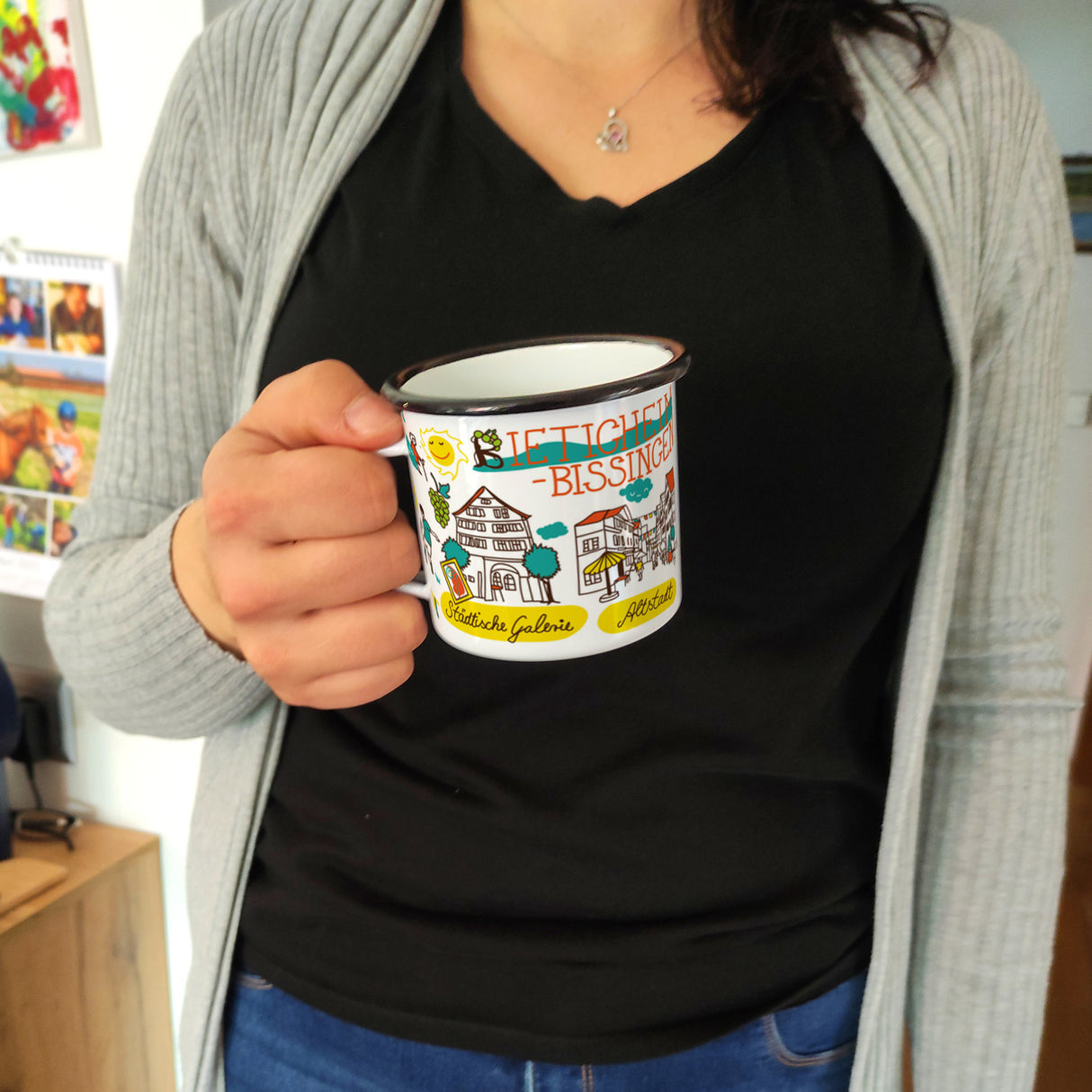 Bietigheim-Bissingen Wimmelbild Emaille Tasse