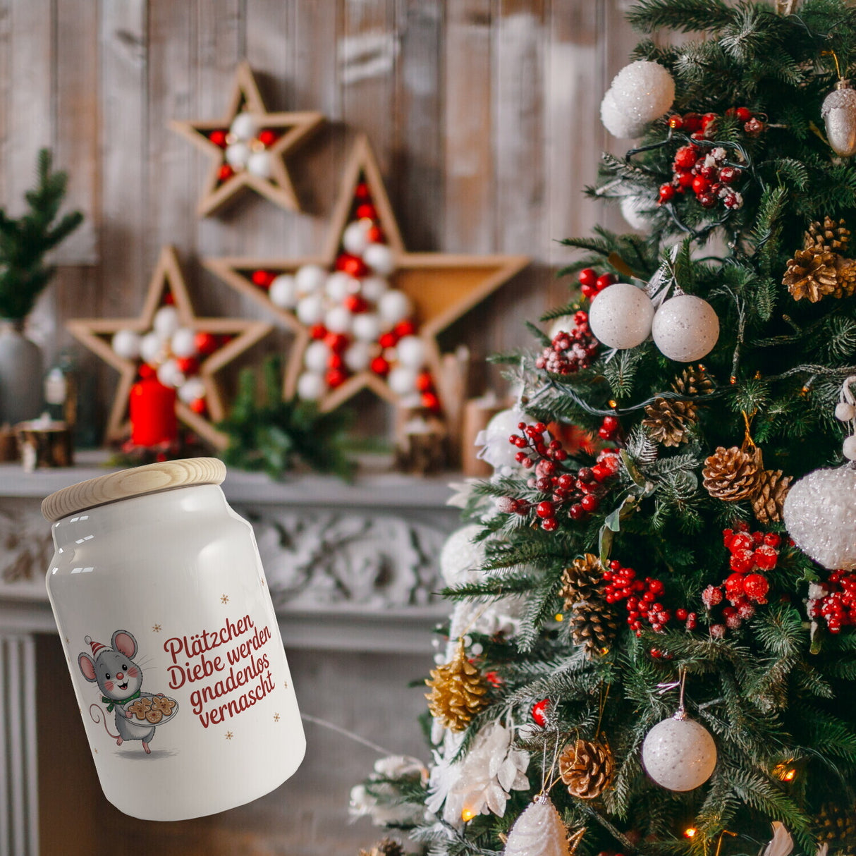 Niedliche Maus Keksdose Plätzchen Spruch Weihnachten