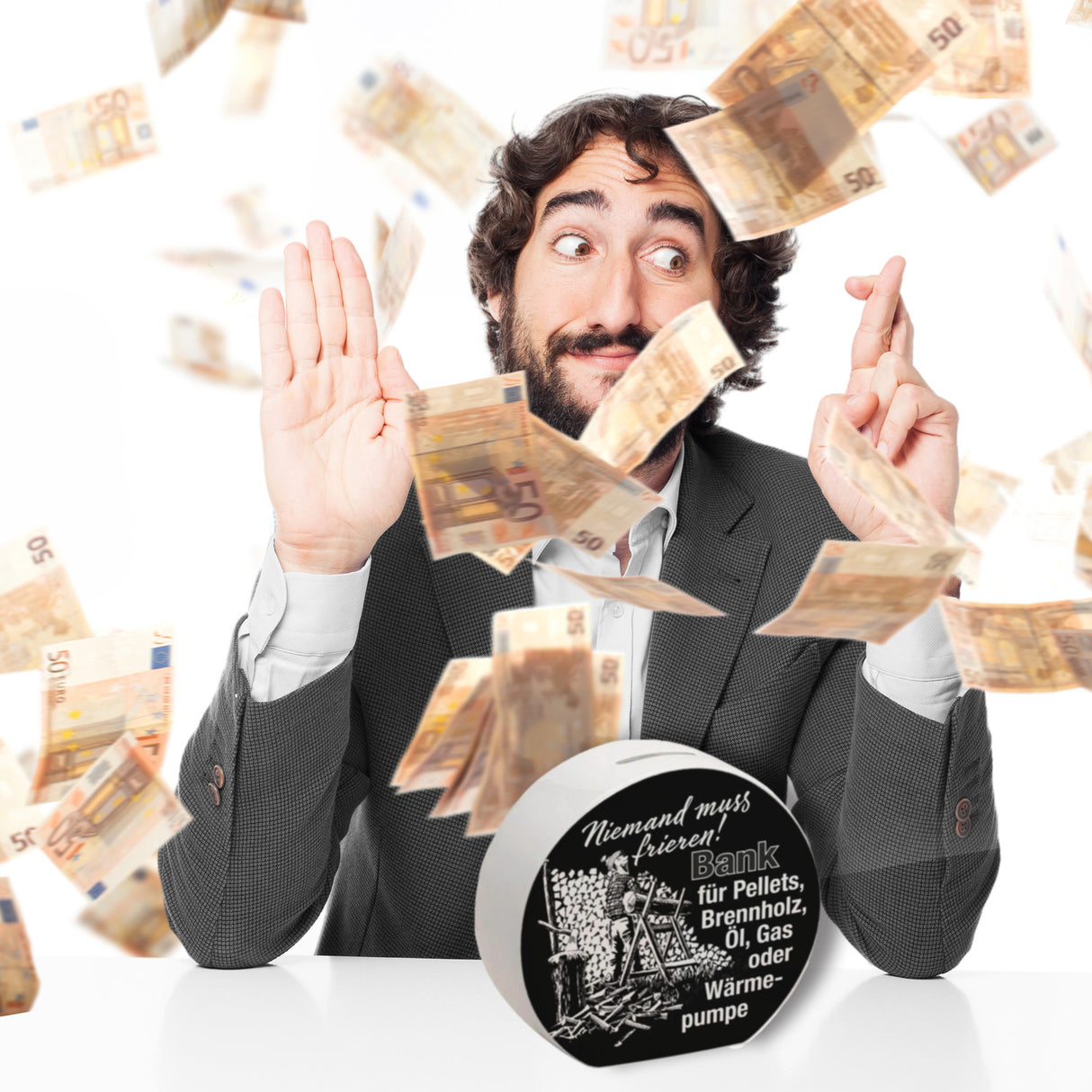 Bank für Heizmaterialien Spardose