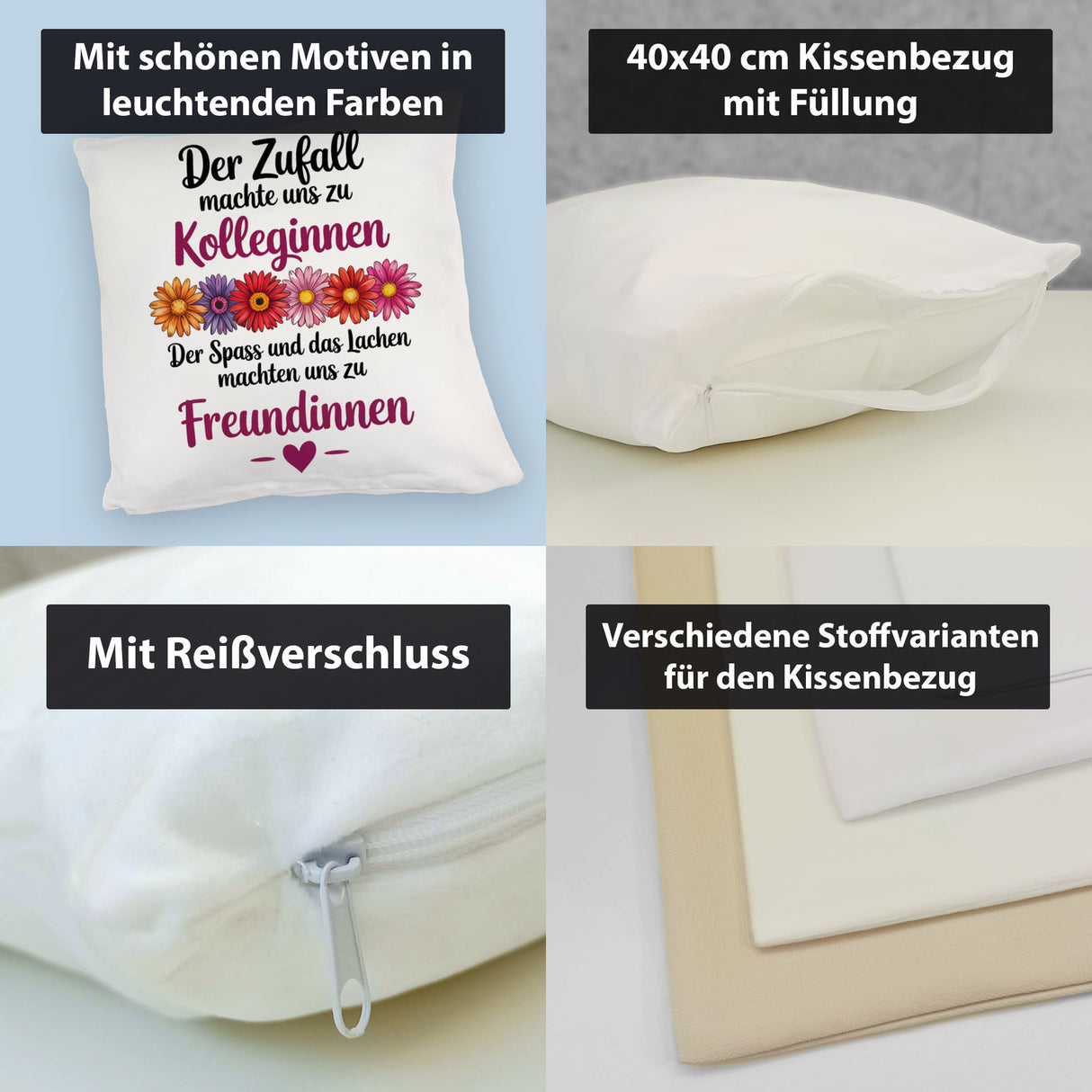 Beste Kollegin Kissen mit Spruch nicht nur Kolleginnen sondern Freundinnen