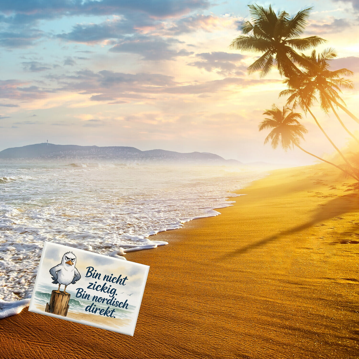 Möwe am Strand Souvenir Souvenir Magnet mit nordischem Humor