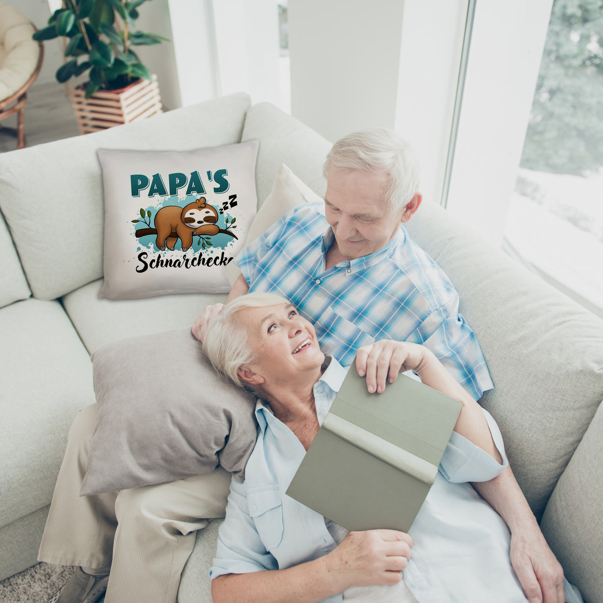 Faultier auf Ast Kissen Papa's Schnarchecke