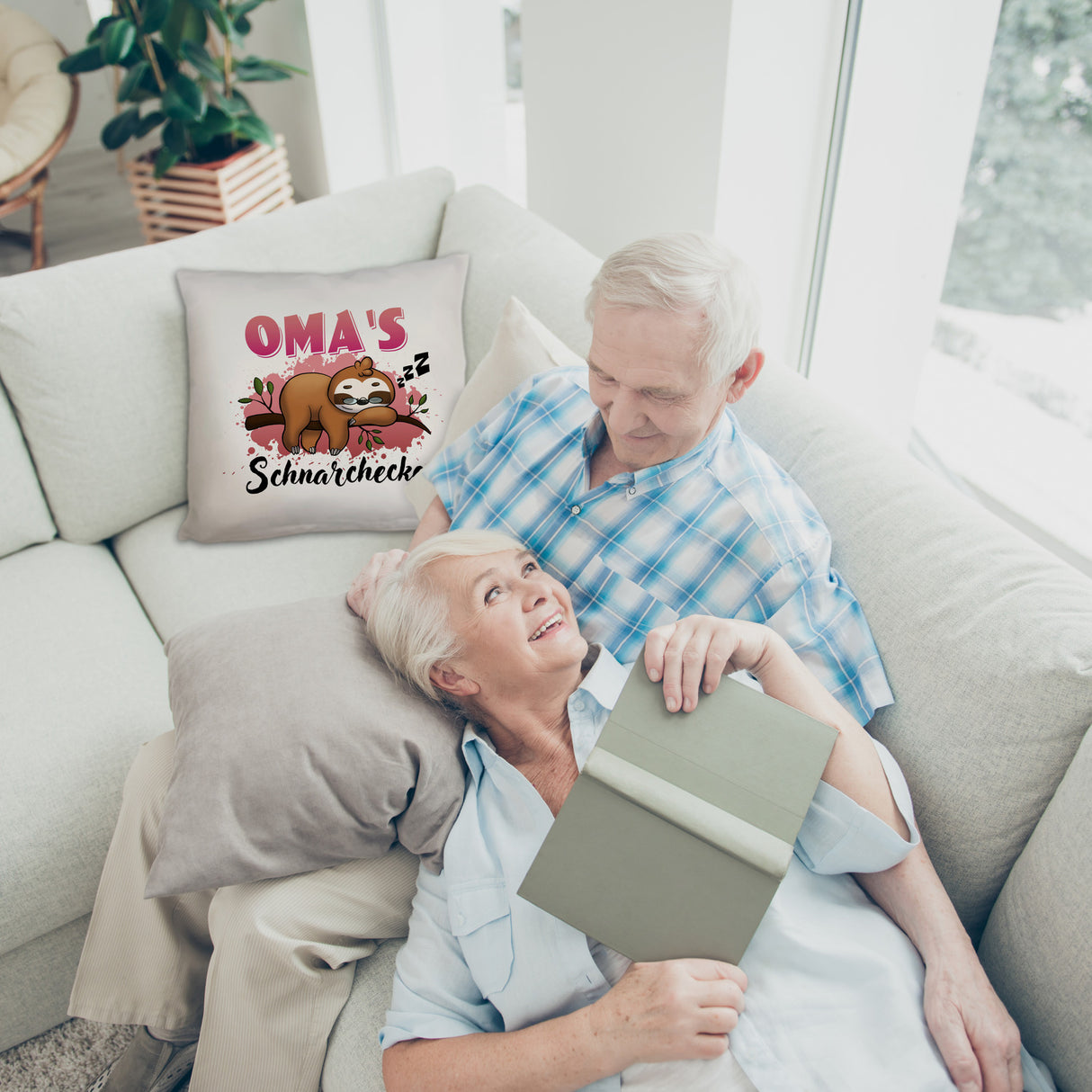 Faultier auf Ast Kissen Oma's Schnarchecke