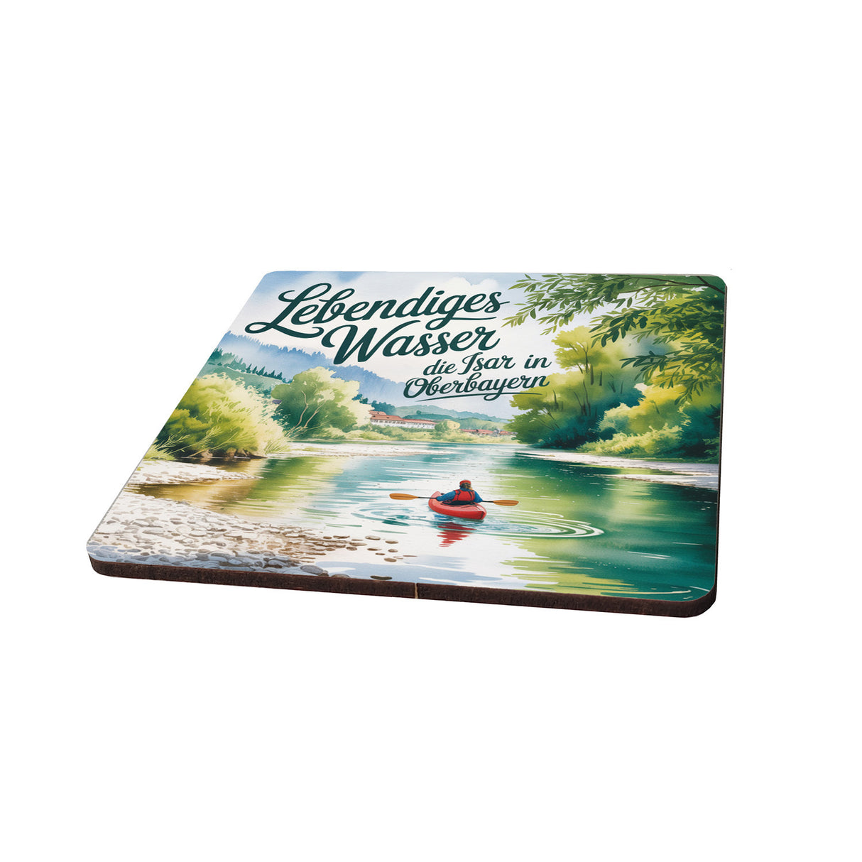 Oberbayern Isar 6er Set Untersetzer aus Holz - Lebendiges Wasser