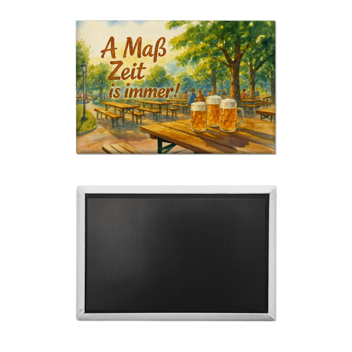 A Maß Zeit is immer! Biergarten Szene Souvenir Souvenir Magnet
