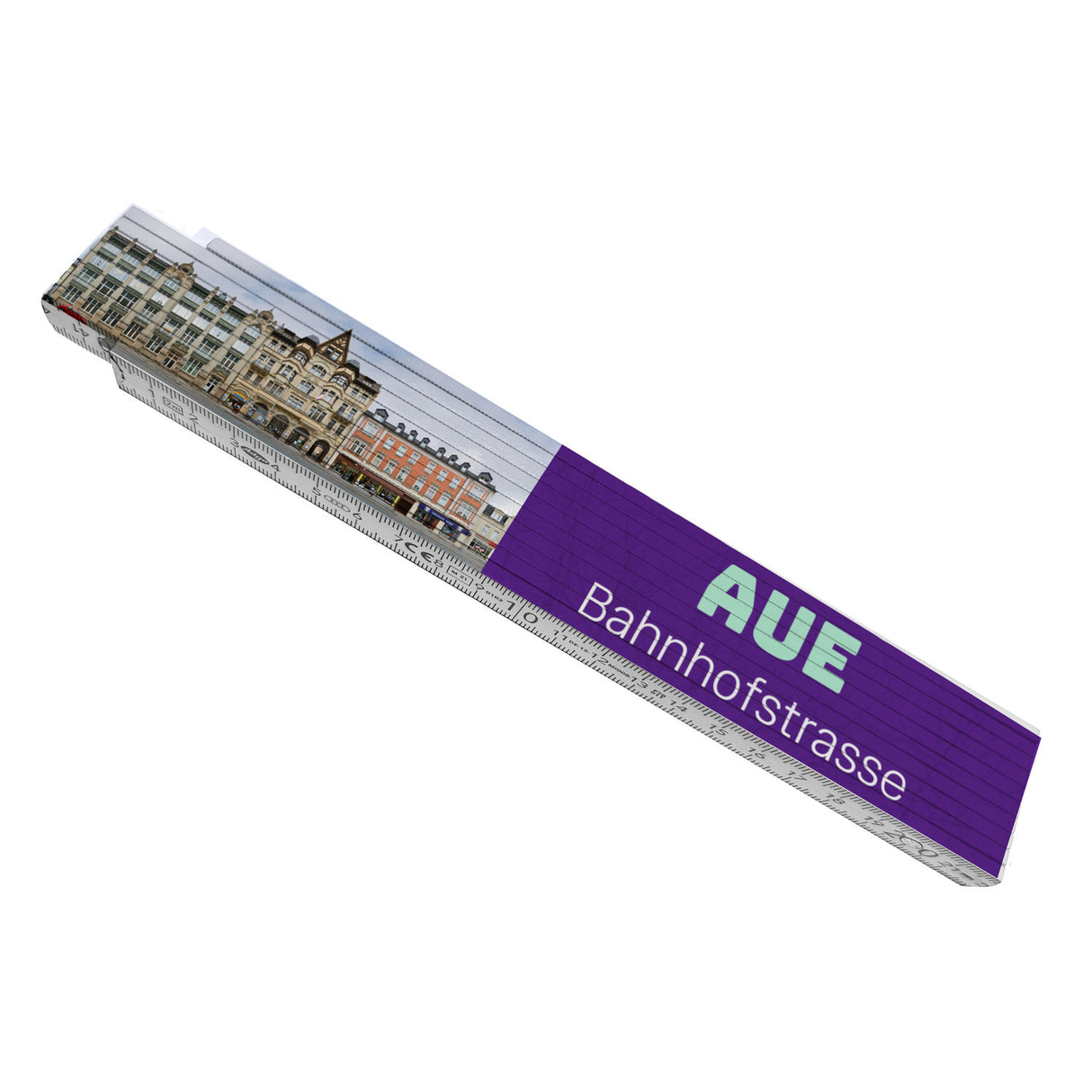 streetline Aue Bahnhofstrasse Meterstab aus Holz