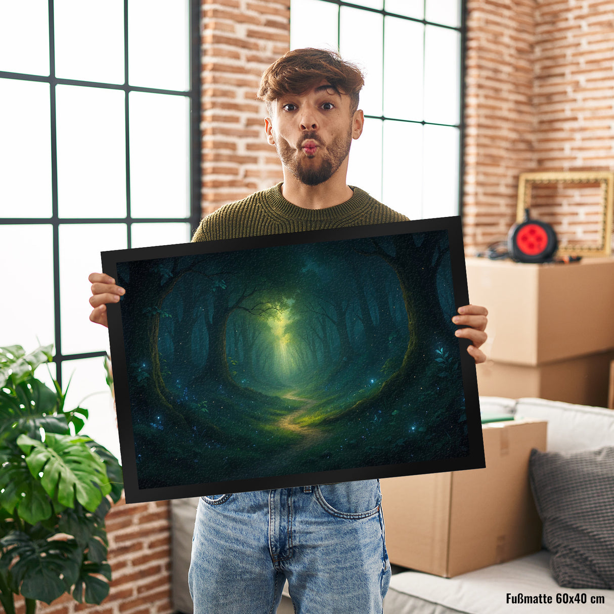 Mystischer Waldpfad Fußmatte in 35x50 cm für Naturfans