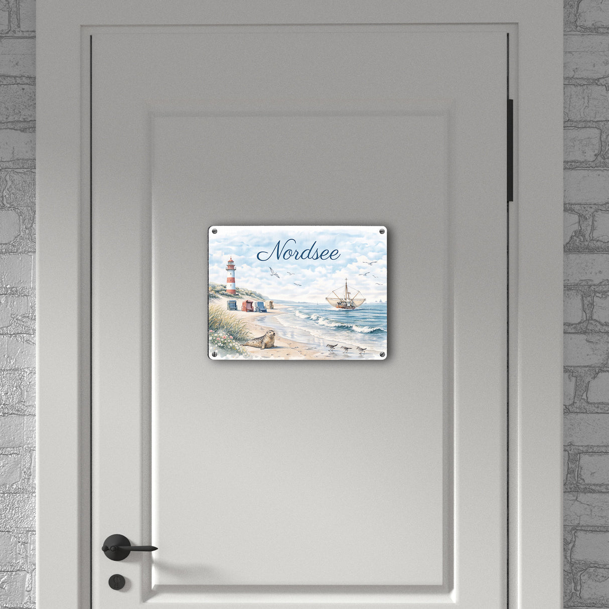 Nordsee Leuchtturm Souvenir Metallschild in 15x20 cm für Küstenliebhaber