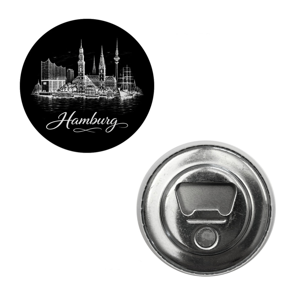 Hamburg Skyline Magnet mit Elbphilharmonie und Michel