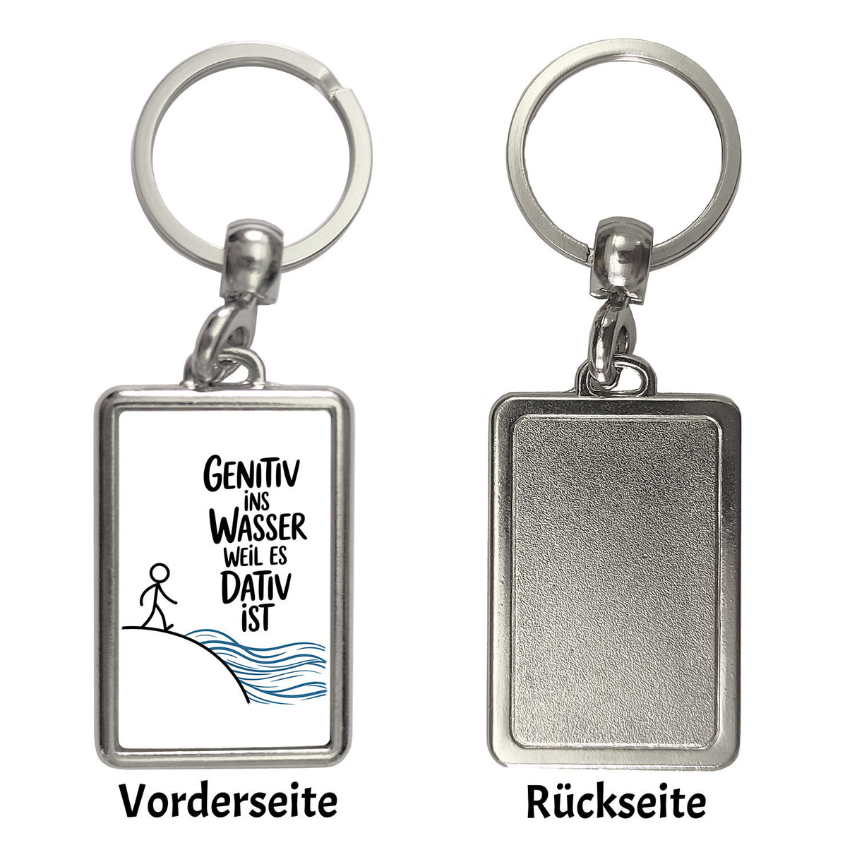 Genitiv ins Wasser, weil es Dativ ist Schlüsselanhänger Grammatik Witz
