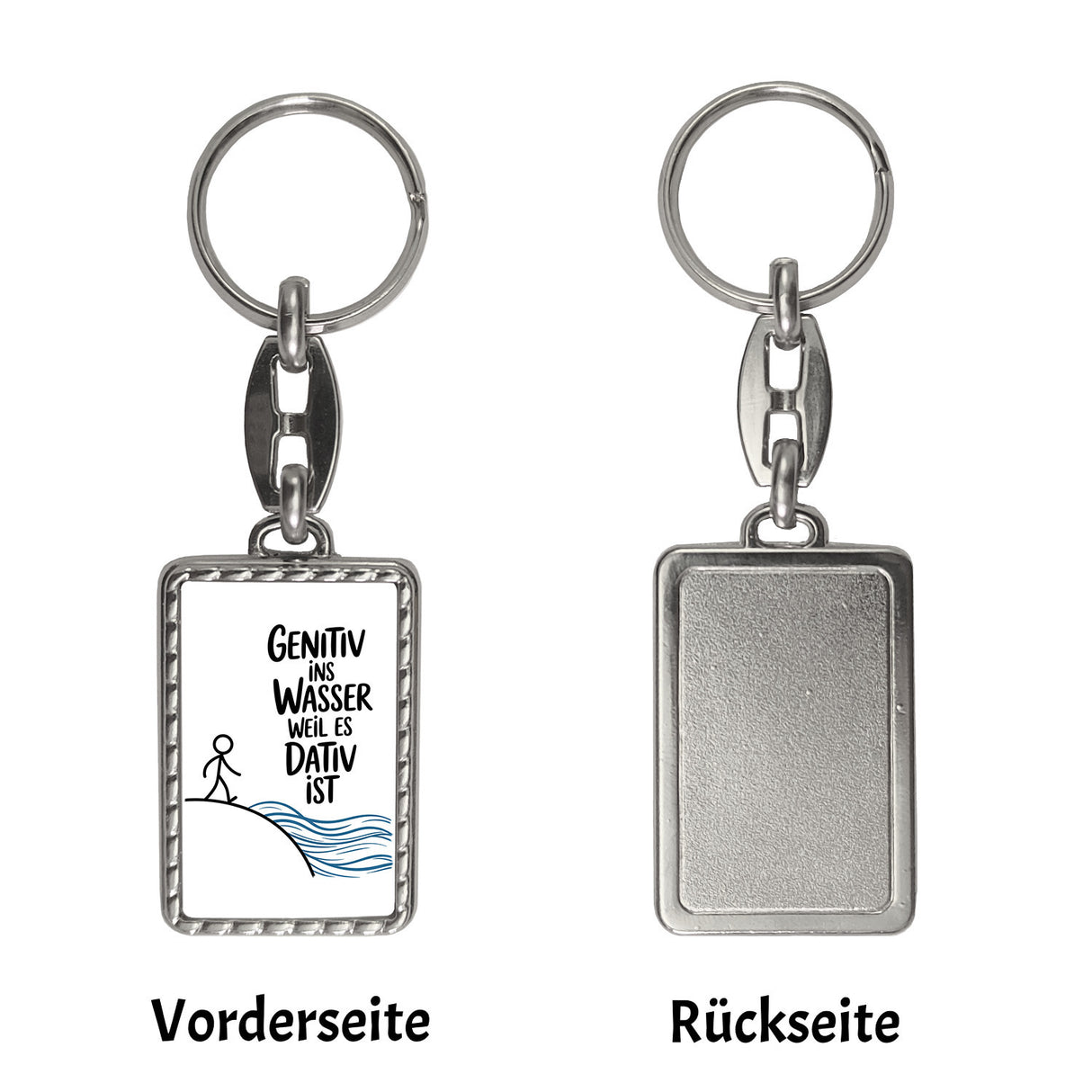 Genitiv ins Wasser, weil es Dativ ist Schlüsselanhänger Grammatik Witz