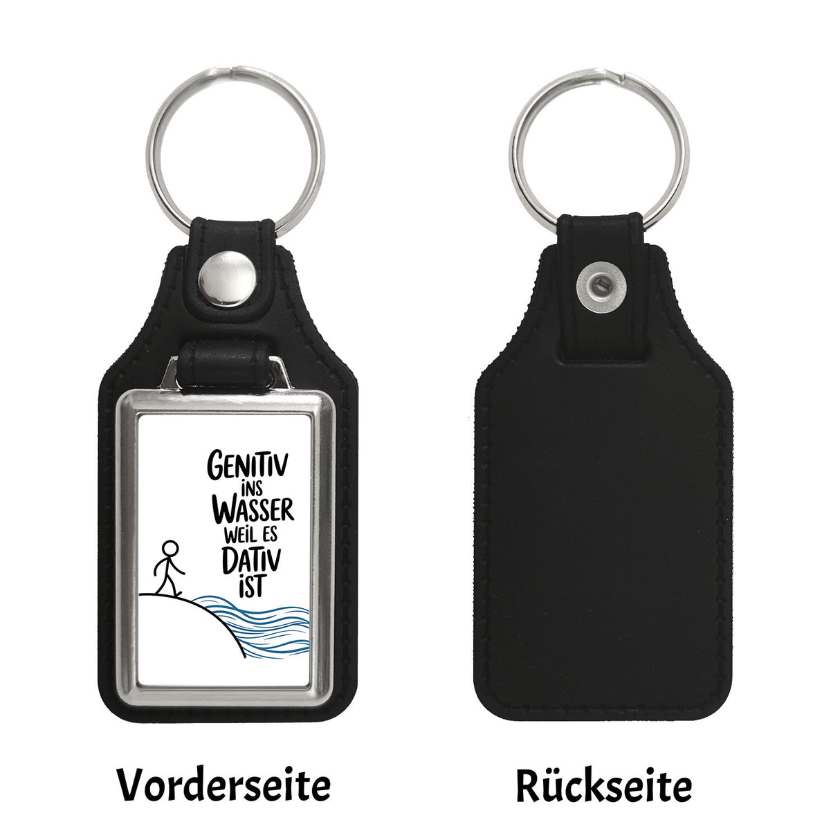 Genitiv ins Wasser, weil es Dativ ist Schlüsselanhänger Grammatik Witz