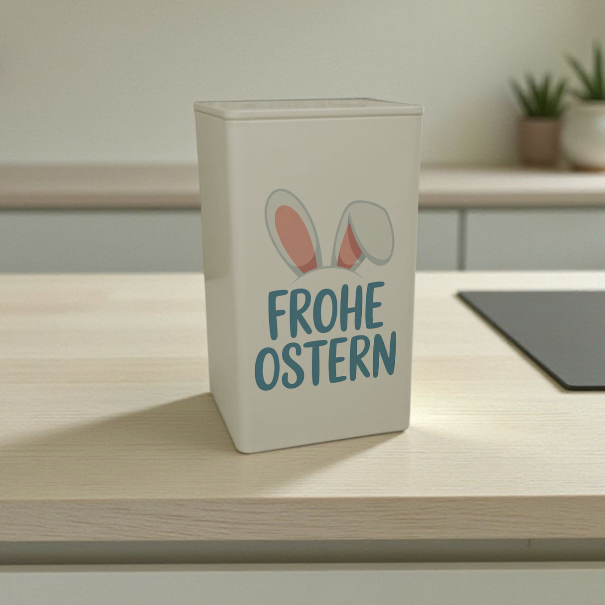 Frohe Ostern Dose 900ml mit niedlichen Hasenohren