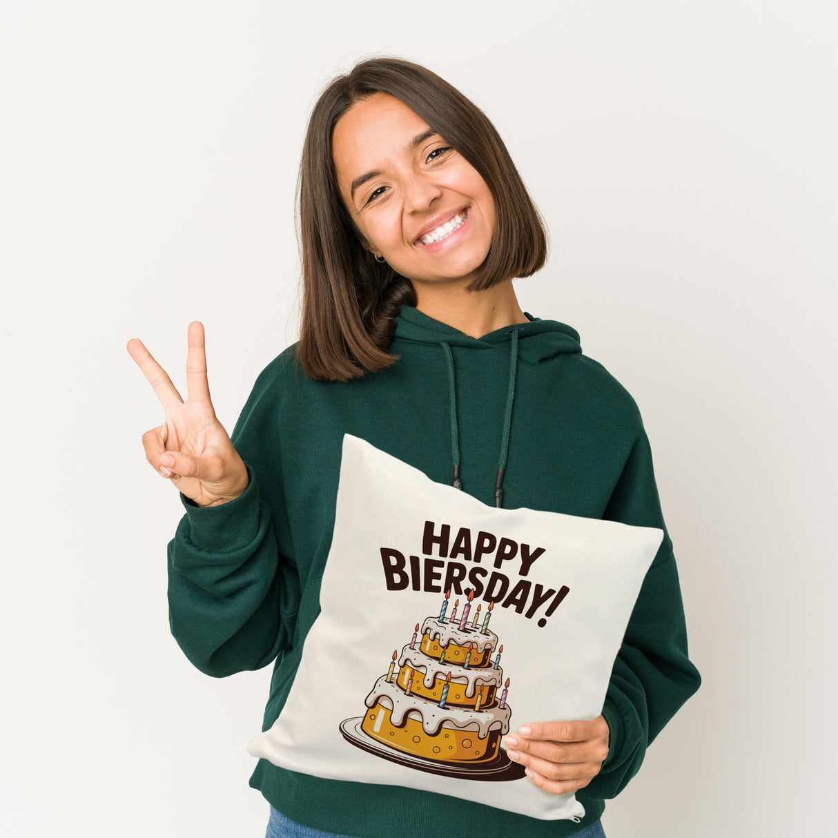 Bierkuchen Happy Biersday Kissen für Biertrinker zum Geburtstag