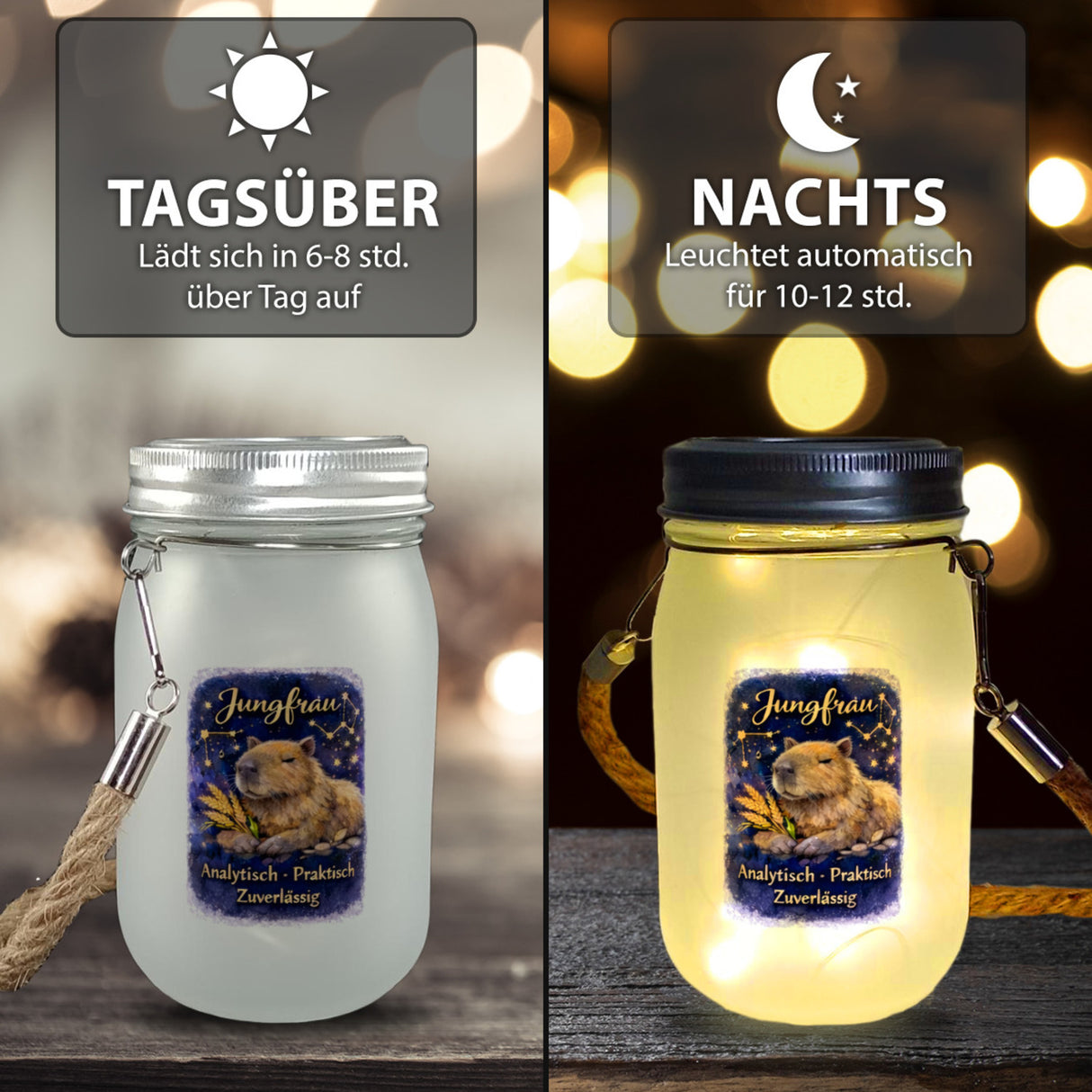 Jungfrau Sternzeichen Cabybara Solarlicht für Astrologie Fans