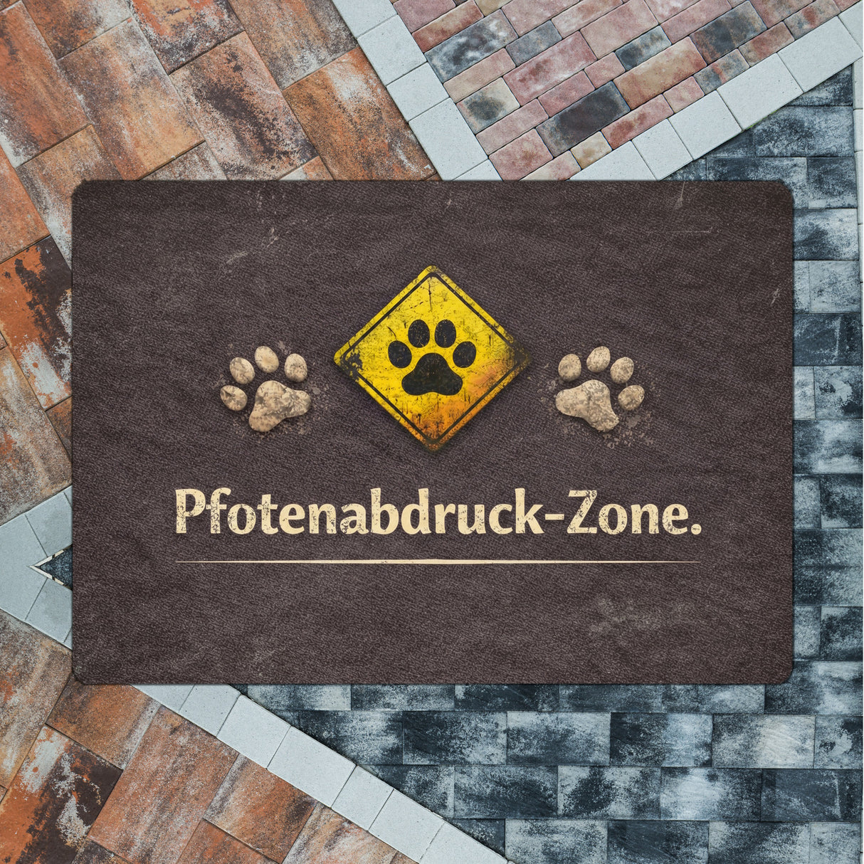 Pfotenabdruck Warnschild Fußmatte in 35x50 cm ohne Rand für Haustierliebhaber