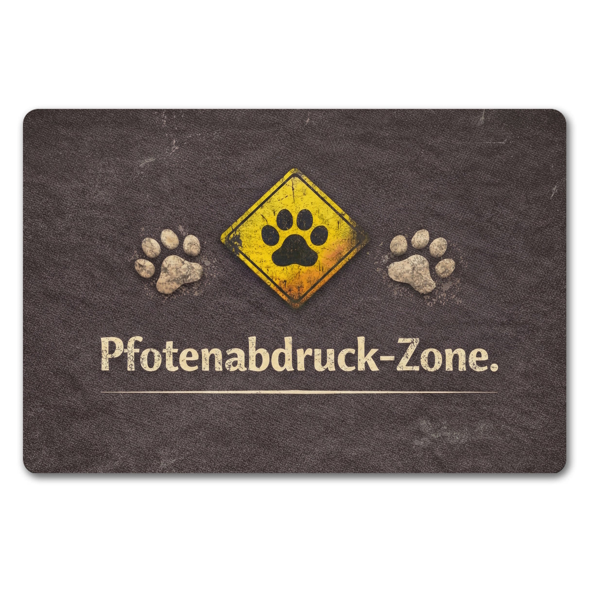 Pfotenabdruck Warnschild Fußmatte in 35x50 cm ohne Rand für Haustierliebhaber