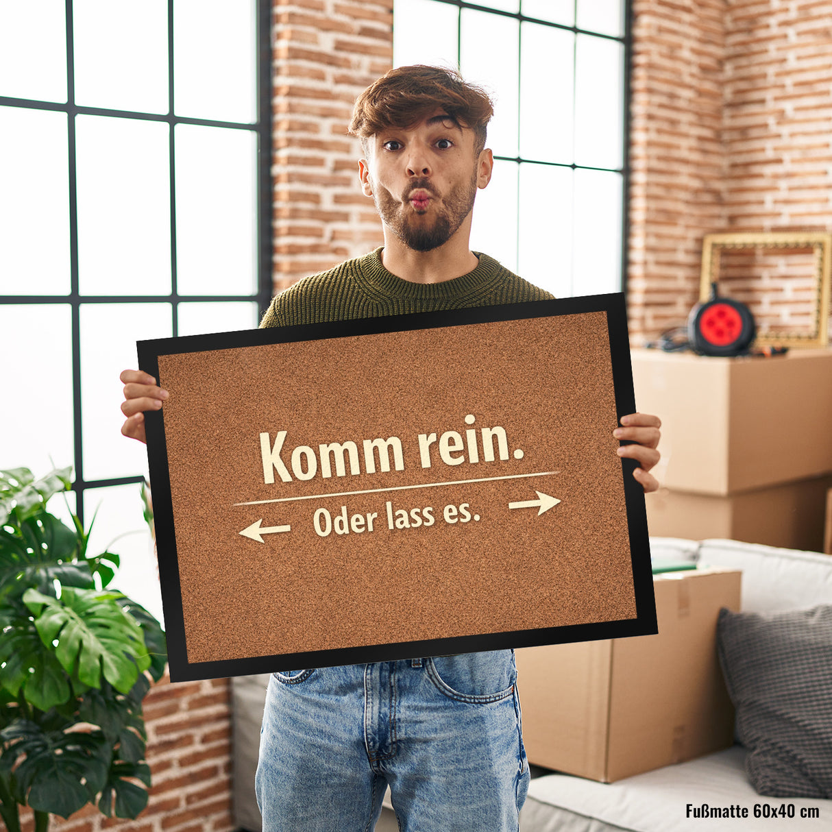 Kork-Effekt Komm rein Oder lass es Fußmatte in 35x50 cm