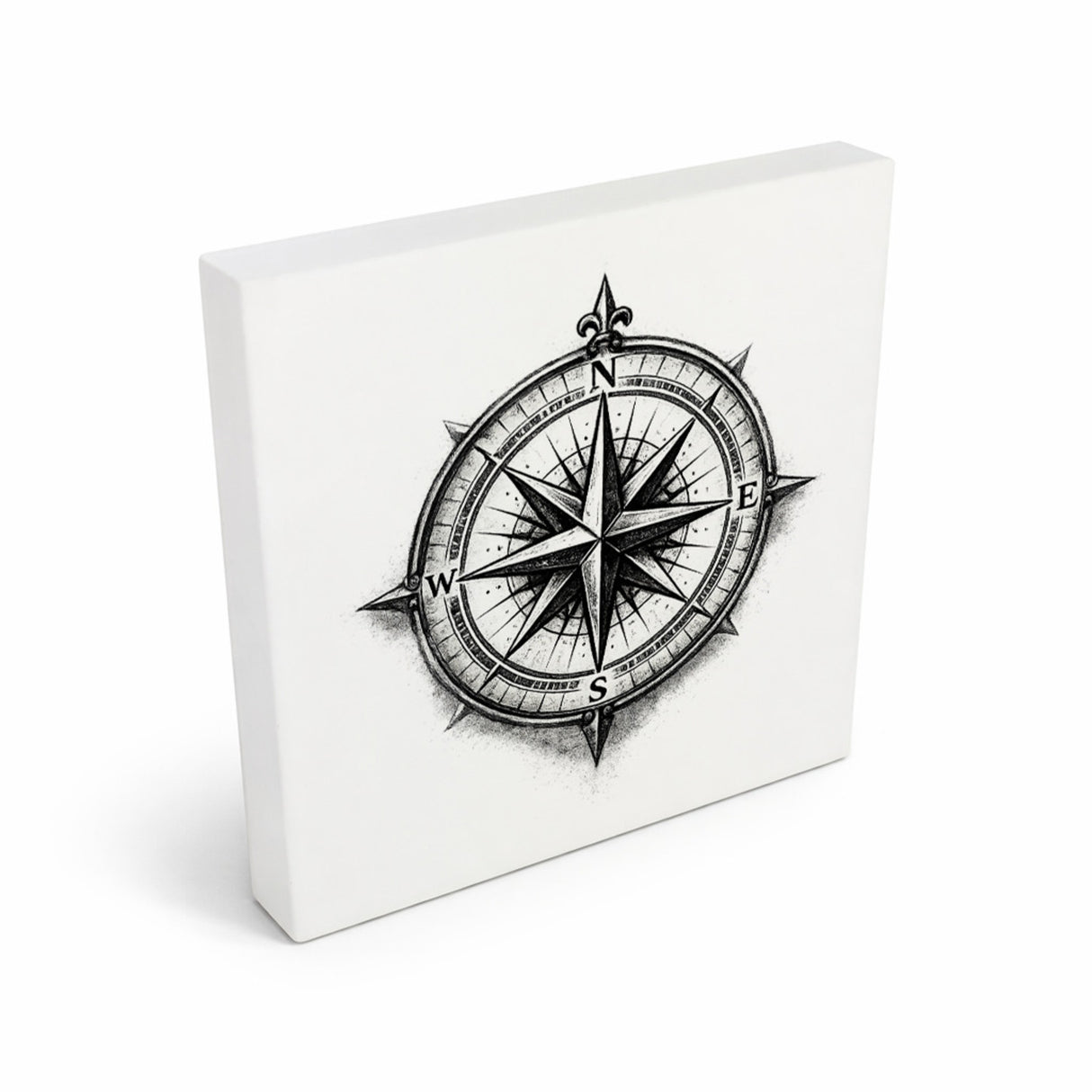 See Geflüster Kompassrose Holzbild in 10x10 cm zum Stellen oder Aufhängen