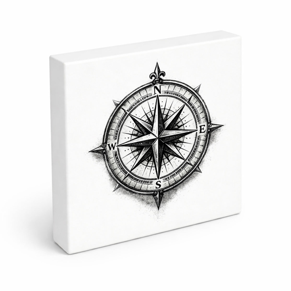 See Geflüster Kompassrose Holzbild in 10x10 cm zum Stellen oder Aufhängen