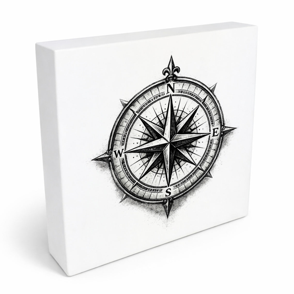See Geflüster Kompassrose Holzbild in 10x10 cm zum Stellen oder Aufhängen