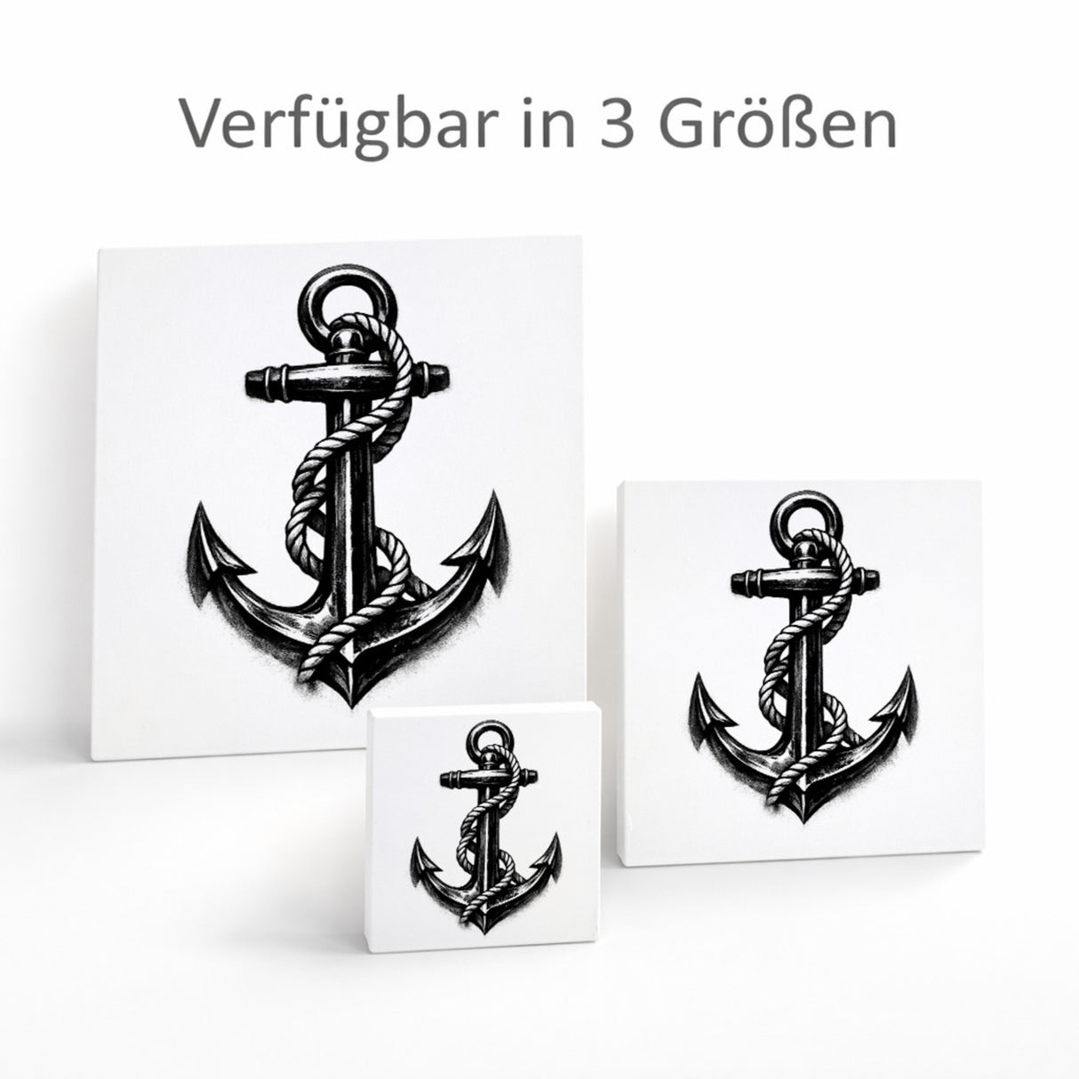 See Geflüster Anker mit Seil Holzbild in 10x10 cm zum Stellen oder Aufhängen