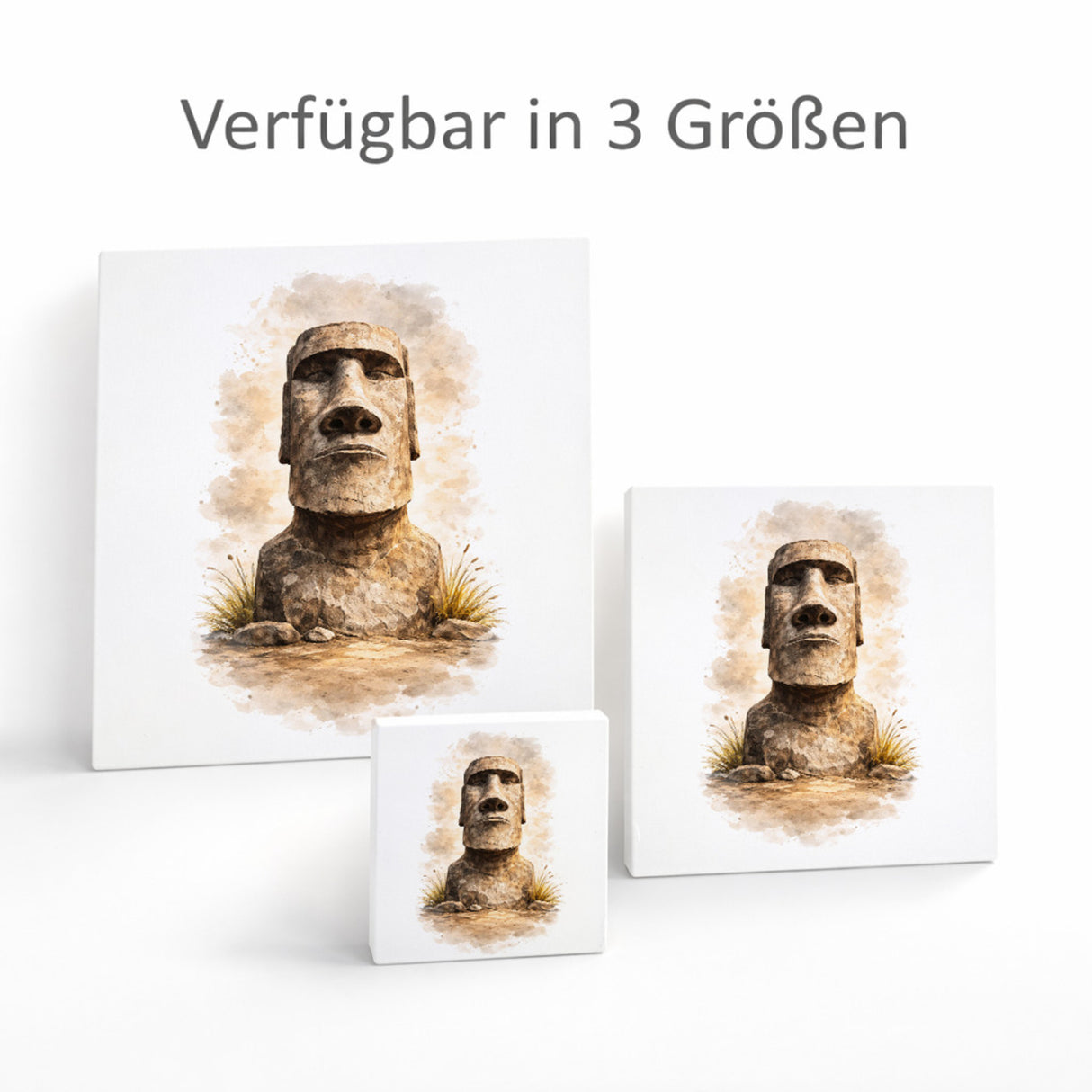 Moai Osterinsel Steinfigur 2 Holzbild in 10x10 cm zum Stellen oder Aufhängen