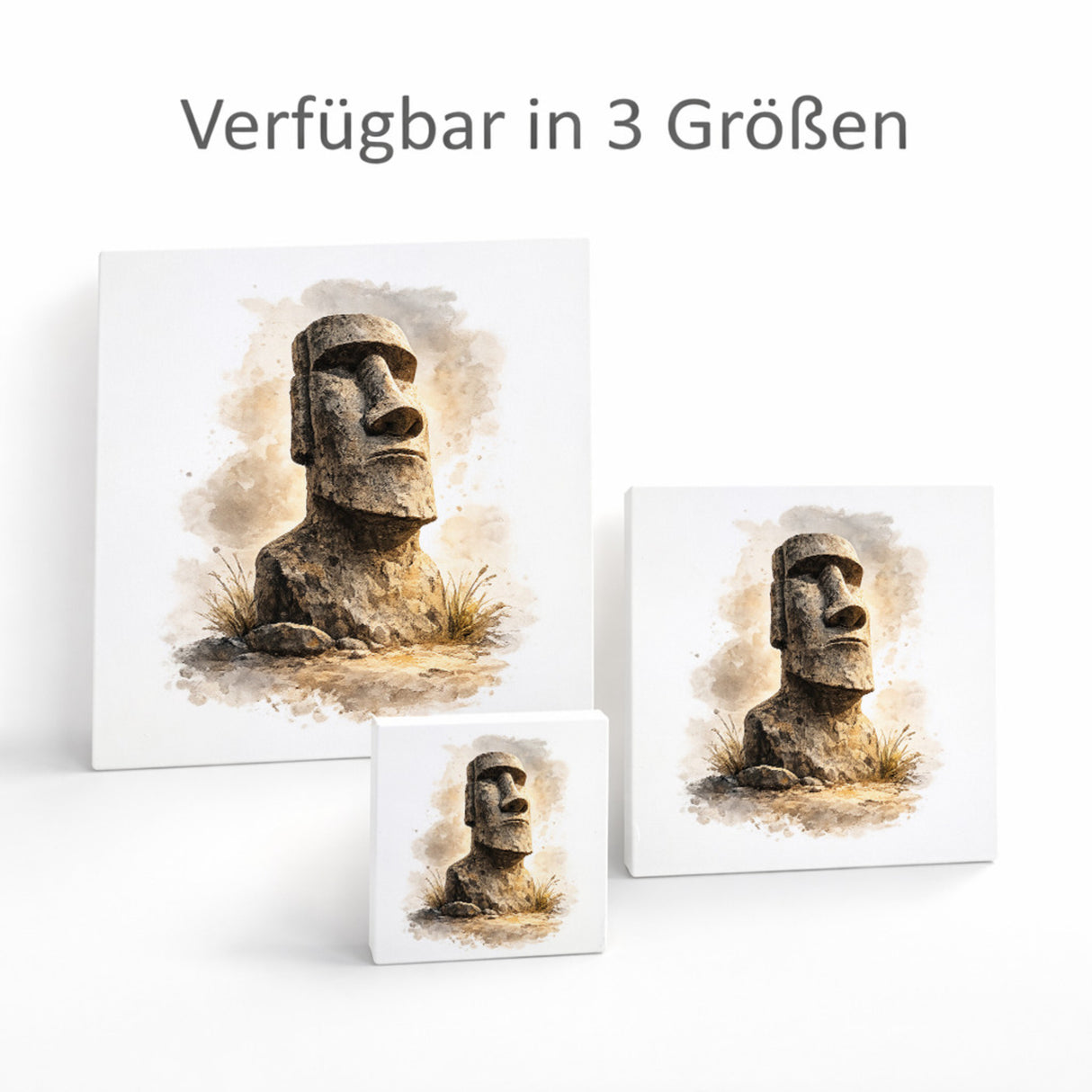 Moai Osterinsel Steinfigur 1 Holzbild in 10x10 cm zum Stellen oder Aufhängen