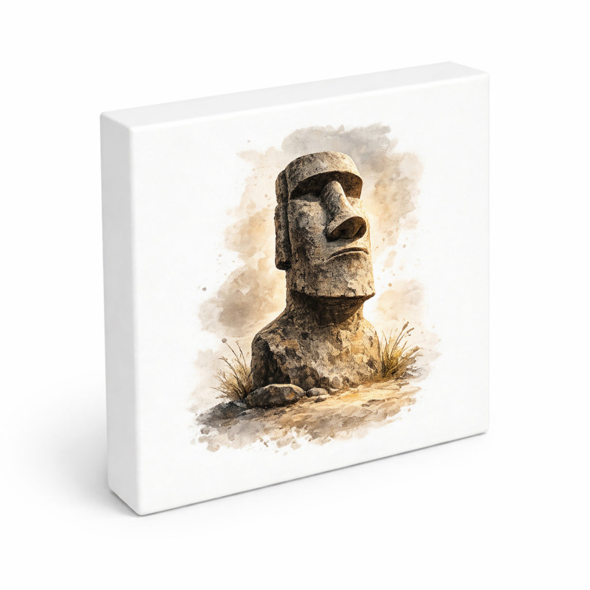 Moai Osterinsel Steinfigur 1 Holzbild in 10x10 cm zum Stellen oder Aufhängen