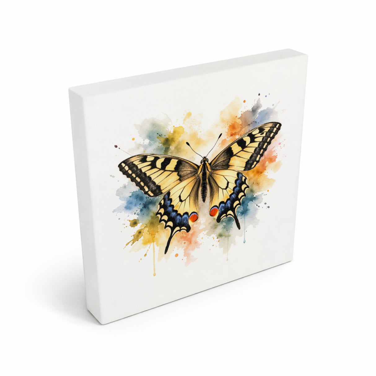 Schmetterlingszauber Schwalbenschwanz Holzbild in 10x10 cm zum Stellen oder Aufhängen