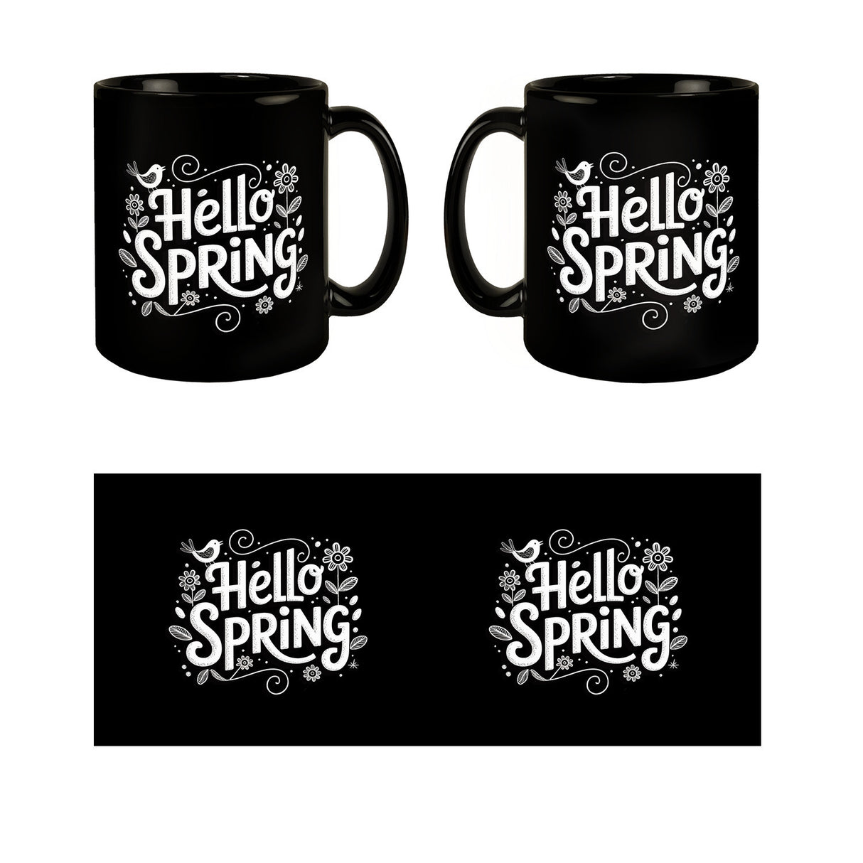 Hello spring Tasse Frühlingsmotiv Vintage Design