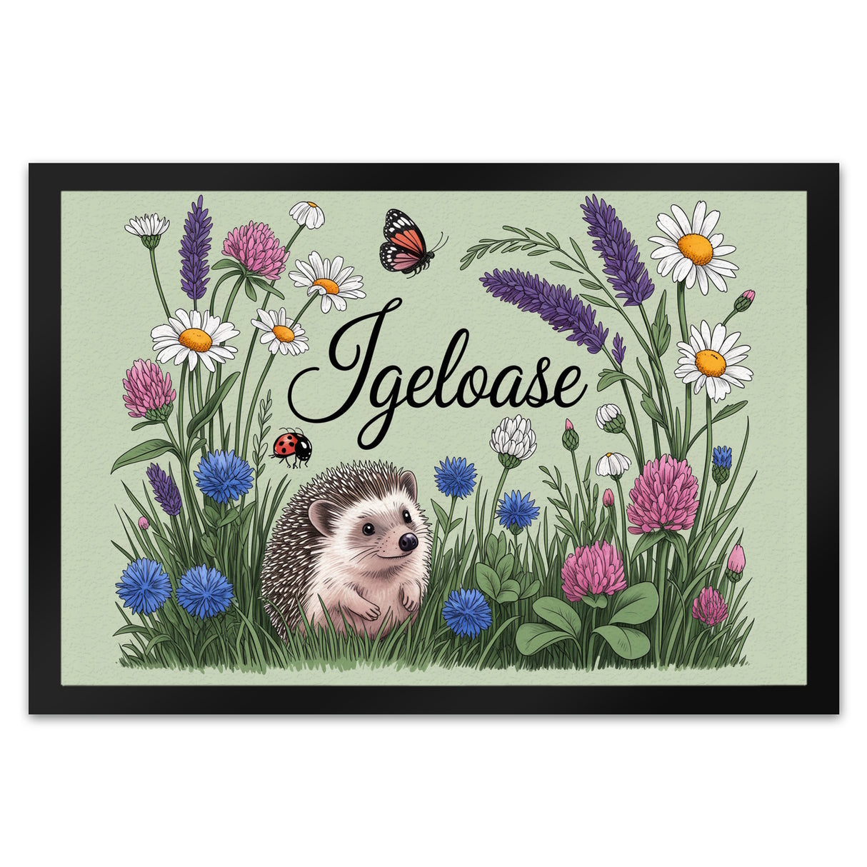 Igel auf Wildblumen Igeloase Fußmatte in 35x50 cm Gartendeko