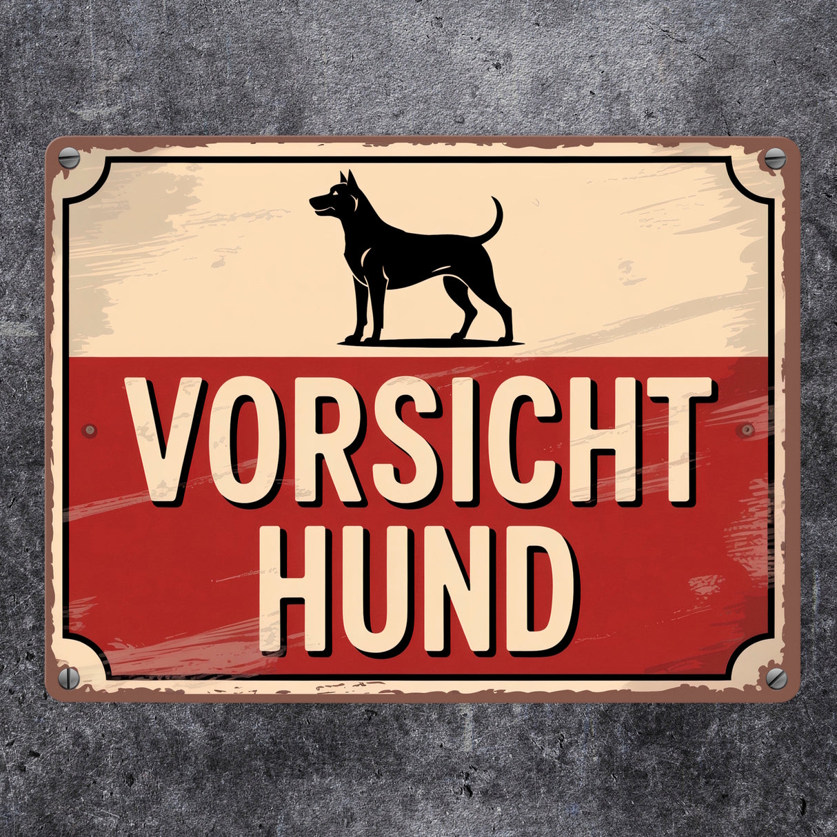 Vorsicht Hund Vintage Silhouette Metallschild in 15x20 cm